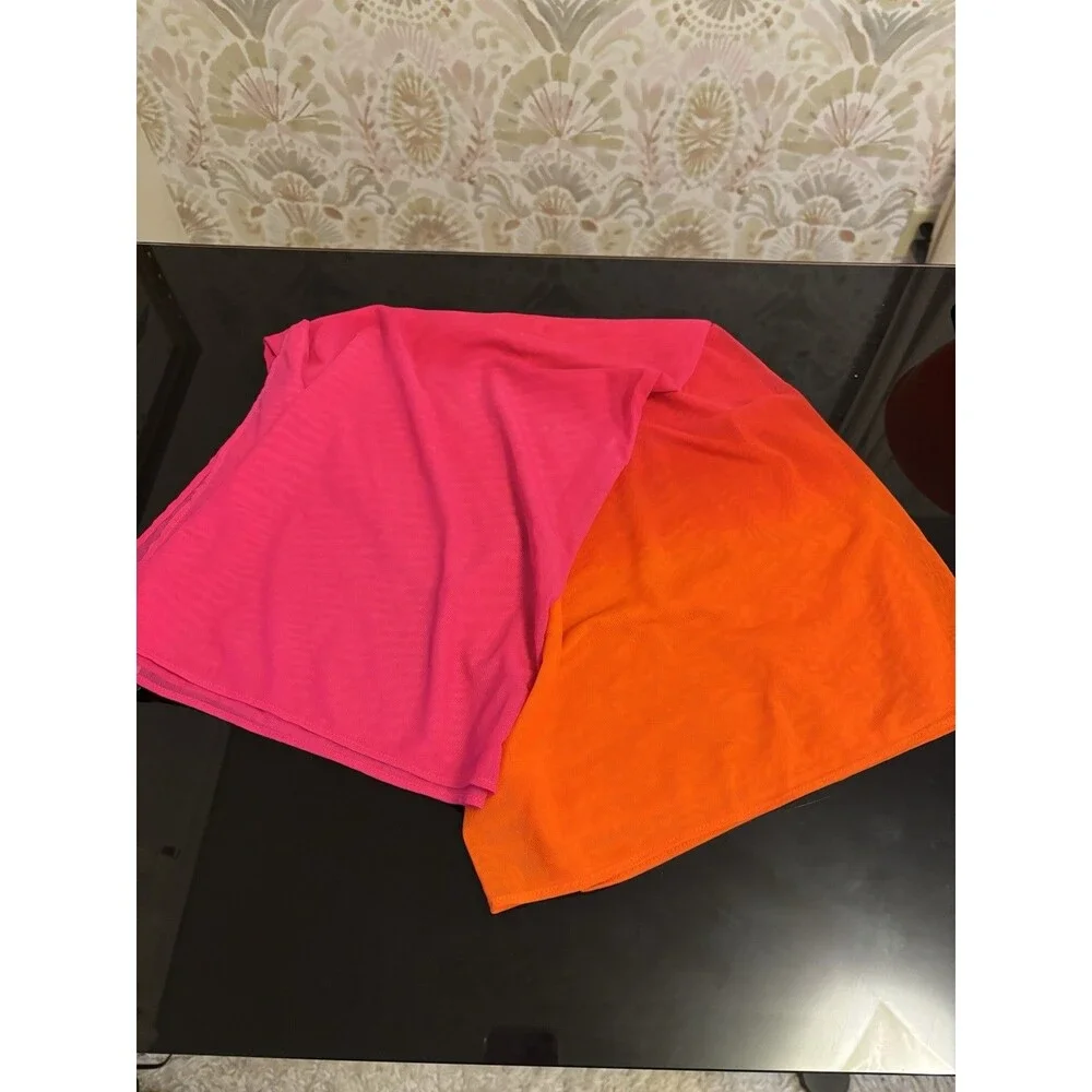 Lauren Ralph Lauren Ombré Mesh Scarf Pink Orange Light‎ Weight Vacation 32 X 56